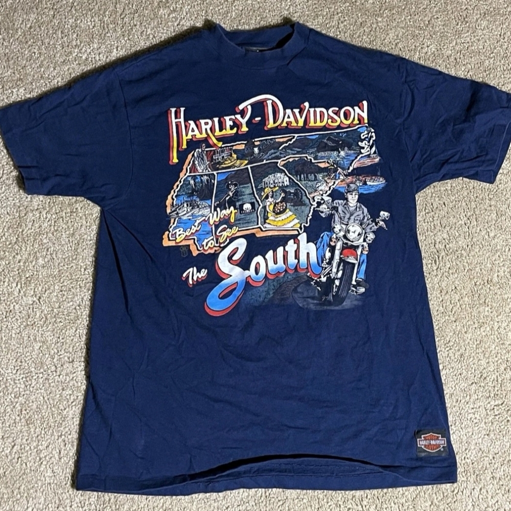 Vintage 80s Harley Davidson T Shirt Best Way to See the South Size Large Biker